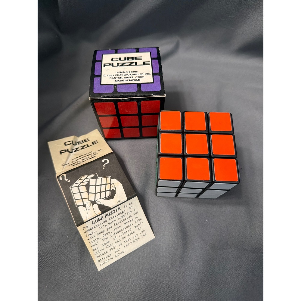 Vintage 1981 Chadwick Miller Cube Puzzle 95205 Retro 3x3 Magic Cube with Box